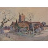 Mike GIFFORD (British 20th Century) Church and grounds, Watercolour, Signed verso, 12.5” x 18” (31cm