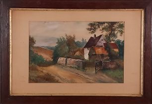 W A BRIDGES (British Late 19th / Early 20th Century) A Farm House and Track, Watercolour, Signed and