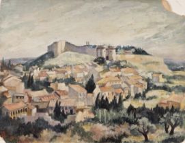 In the Style of Paul CÉZANNE (French School) Avignon France, Oil board, 14.25” x 18.25” (36cm x