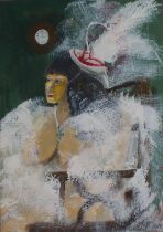 Roy DAVEY (British 1946-2019) The Showgirl, Acrylic on board, Signed ROY lower right, 14" x 10" (