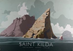 Peter McDERMOTT (Scottish 20th / 21st Century) Poster for Saint Kilda, Print on board, printed by