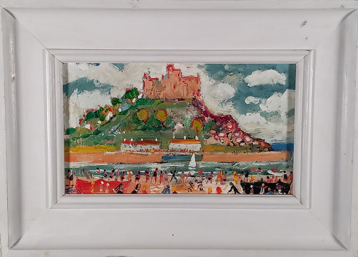 Simeon STAFFORD (British b. 1956) St Michael’s Mount, Oil on board, Signed lower left, ref, no. 12. - Image 2 of 3