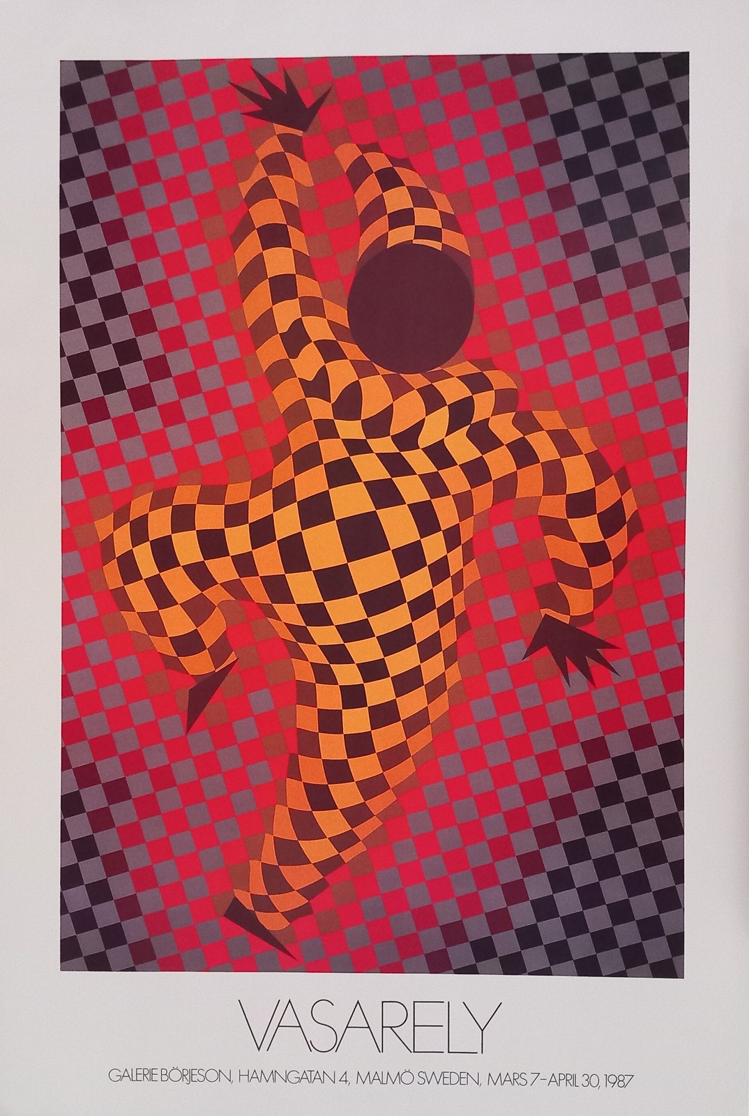 Victor VASARELY (Hungarian / French 1906-1997) Clown (Red), Exhibition poster, Galerie Borjeson, - Bild 4 aus 4