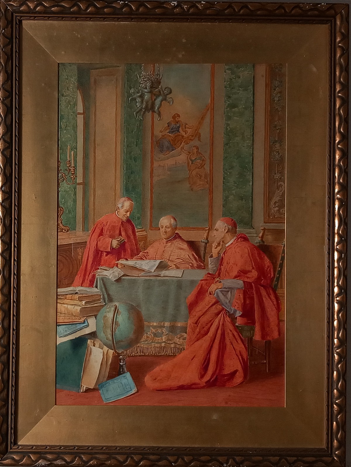 Renato MORETTI (Italian 1863-1913) Three Cardinals, Watercolour, Signed and inscribed Roma lower - Image 2 of 3