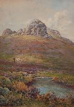 Arthur SUKER (1857-1902) Shepherd and Sheep, Watercolour, Signed lower left, titled on Sulis Fine