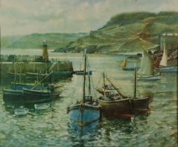 Herbert TRUMAN (British 1883-1957) Smeaton’s Pier St Ives, Colour print, 16” x 19.25” (40cm x 48cm)