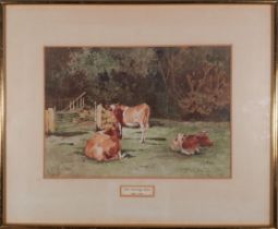John Guttridge SYKES (British 1866-1941) Cows in a Field, Watercolour, Signed lower left, 9.5” x