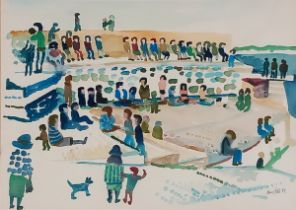 Fred YATES (British 1922-2008) Jubilee Pool, Watercolour, Signed and dated '89 lower right, 9.5" x
