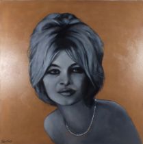 David GAINFORD (British b. 1941) Portrait of Bridget Bardot, Oil on canvas, Signed lower left, 39.