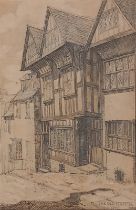J HOLBROOKE (British Early 20th Century) The Old Hospital, Rye, Pencil drawing, Signed lower left,