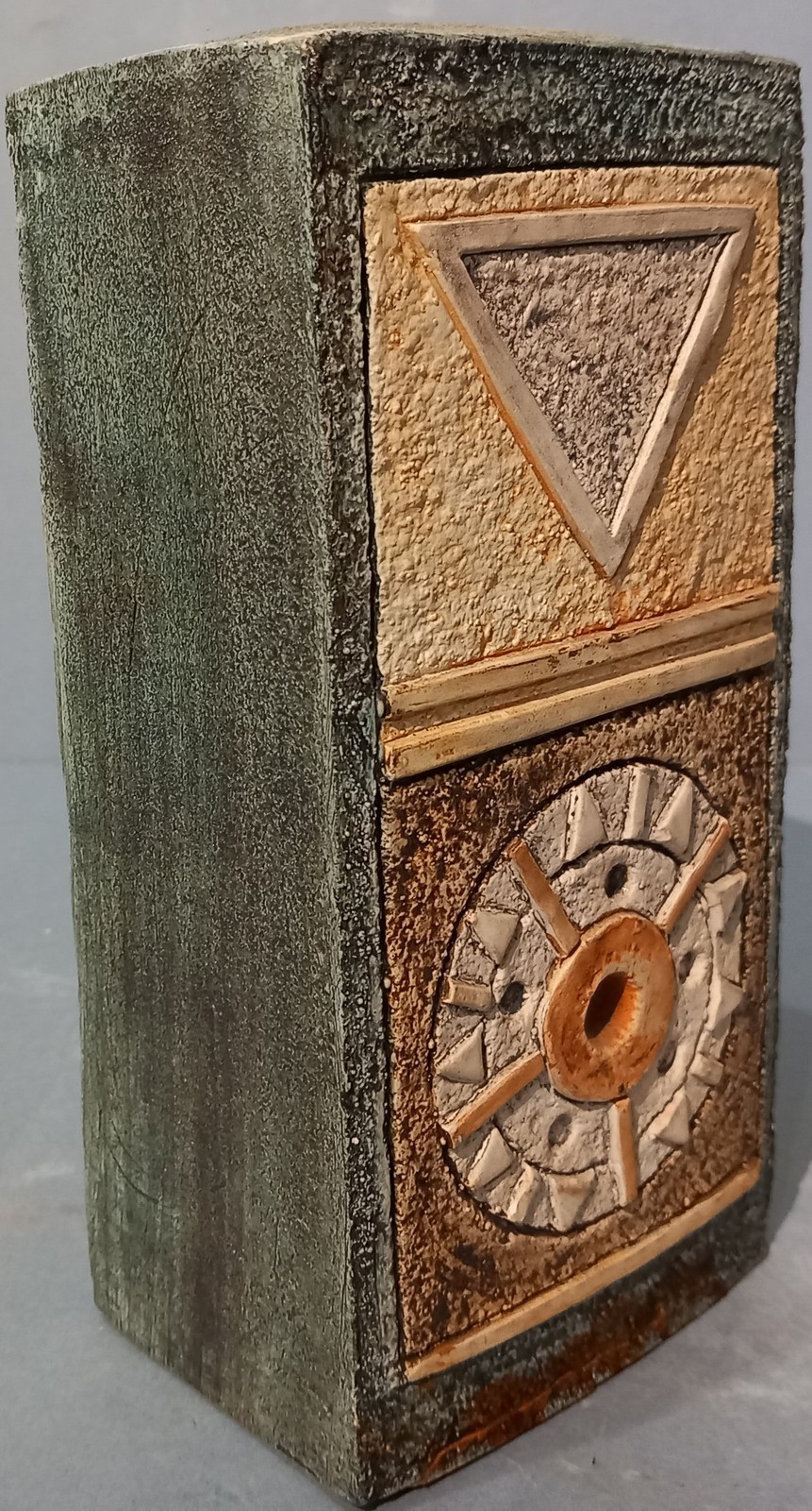 Troika Pottery, A Tall Slab Vase with abstract and geometric design, Signed with monogram to base ( - Image 2 of 3