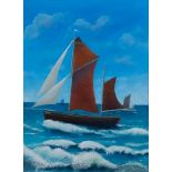 Rex O'DELL (British b. 1934) Fishing Sloop, Acrylic on board, Signed lower right, 15.5" x 11.5" (