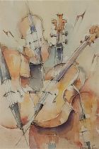 Loraine SAVEALL (20th Century) A Study of Cello's, Watercolour, Signed lower right, 11.25" x 7.