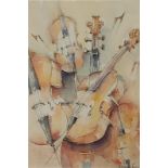 Loraine SAVEALL (20th Century) A Study of Cello's, Watercolour, Signed lower right, 11.25" x 7.