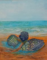 Rex O’DELL (British b. 1934) Sea Shell, Collage and oil on paper, Signed lower right, 9.75” x 7.