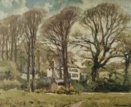 HURST BALMFORD (British 1871-1950) Lamorna Valley Cornwall, Oil on board, Signed lower right, titled