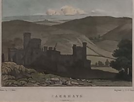 John Preston NEALE (British 1780-1847) Caerhays Cornwall, Hand coloured engraving (engraved by H W