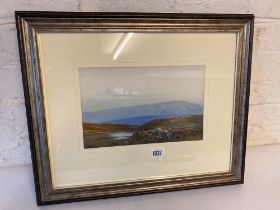 Frederick John Widgery - A Dartmoor Pool With Landscape Beyond, 7" X 10", Signed