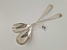 A Pair Of Edwardian Chester Salad Servers, Plain Oe Pattern, 1908 By Heb/ Feb 139 G.