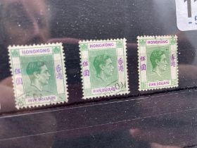 Hong Kong Sg 160,A,Ab (1946-47) 5 Dollar Green And Violet, All Printings Fine Used Cat £72