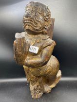 Another Carved Parcil Gilt Figure With Clasped Hands. 18" High