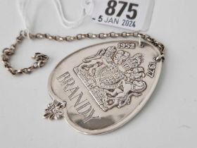 A Queen’S Silver Jubilee Brandy Ticket For 1977 With Chain, Number 498/2500 2.5 Inches High