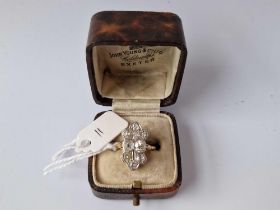 A Art Deco Diamond Ring 18Ct Gold Size N 3.7 Gms In Antique Ring Box