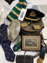 A Naval Cap With Belt, Inscribed E.P Salver In Metal Box