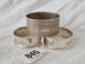 A Pair Of Plain Napkin Rings And Another 1932, 40 G.