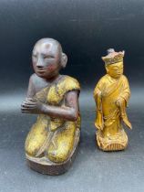 Two Oriental Parcil Gilt Figures 6" High