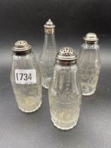 Four Silver Mounted Georgian Cruet Bottles
