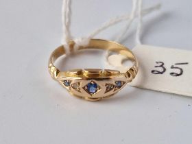 A Sapphire And Diamond Gypsy Set Ring 18Ct Gold Size N