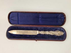 A Good Quality Victorian Cake Knife With Silver Blade And Handle, Birmingham 1880 By Jg In A Box
