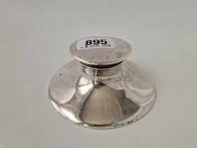 A Capstan Shaped Inkstand With Hinged Cover, 4 Inches Diameter, Birmingham 1922