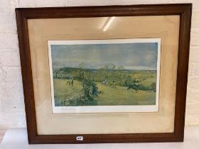Signed Coloured Print "Hunting Counties" By Lionel Edwards With Original Label To Reverse