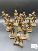 Group Of 10 Cast Eastern Figures . 4.5In High