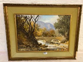 Michael Alhertyn – River Scene With Bridge, 12 X 17 Inches, Signed