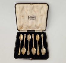 A Set Of Six Decorative Coffee Spoons In Fitted Case, Sheffield 1936 By Fg