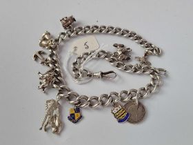 A Silver Albert Style Charm Bracelet 13 Inch 66 Gms