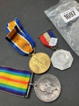 A Pair Of WWI Medals To Cpl Gh Gaungt (Notts & Derby R) + 1 Other