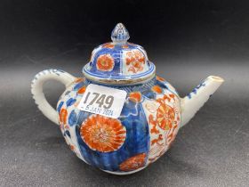 Chinese Imari Teapot And Cover Ribbed Body