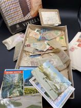 Misc Large Shirt Box Of Old Loose Foreign Stamps On/Off Paper And In Packets