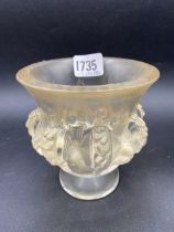 Lalique Campana Shaped Vase Decorated With Birds 5" High