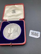 A Large 1935 Silver Medal In Original Box From Royal Mint