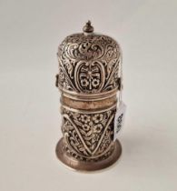 A Victorian Queen Anne Style Caster Embossed With Scrolls And Flowers, 5 Inches High, Chester 1894