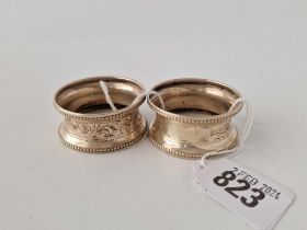 A Pair Of Plain Napkin Rings With Beaded Edges, Birmingham 1920