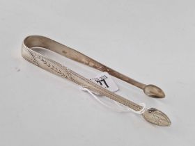 A Pair Of Georgian Bright Cut Sugar Tongs, London 1794 By Sa, 28G