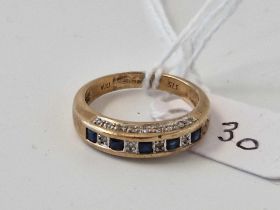 A Sapphire And Diamond Eternity Ring With Diamonds Set On Head 9Ct Size M