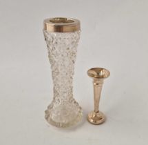 Two Silver Mounted Vases, One With Cut Glass Body, 5.5 Inches High, Birmingham 1905