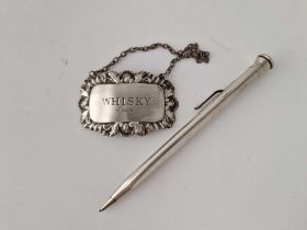 A Silver Mounted Pencil And A Whisky Wine Ticket